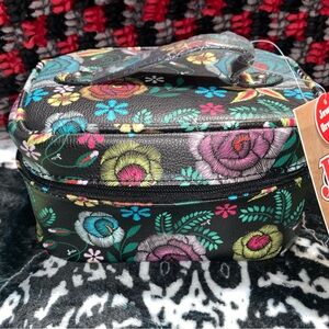 Justin Floral Embroidered Black Jewelry Case